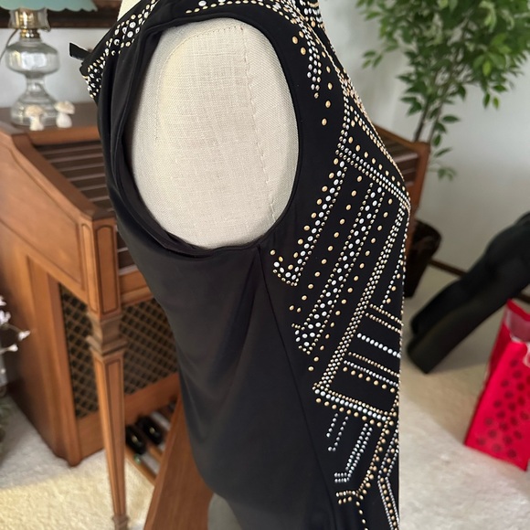 White House Black Market Sleeveless Black Dress With God and Silver Studs. Small - Picture 5 of 7